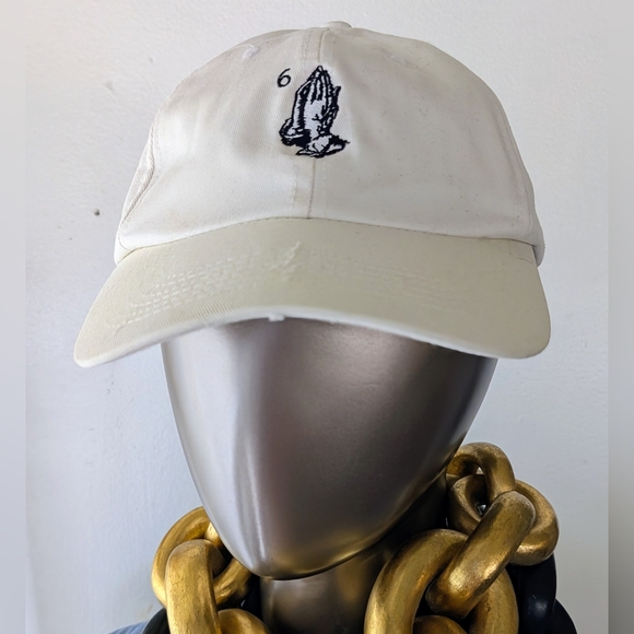 OVO Strapback 6 God Praying Hand Cap White Hat